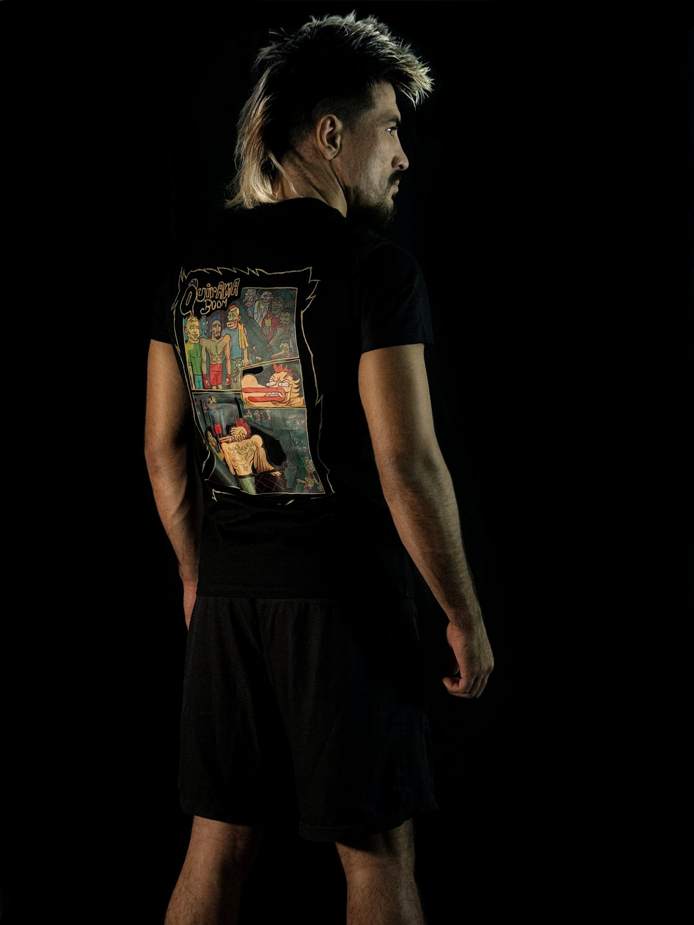 Quirama Boom tee — the panel on the back